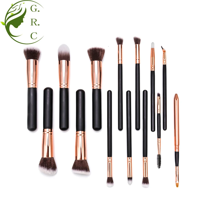 Manufacturer Du Care Big Professional Buy Gothic Pac Rose Gold Kabuki Cosmetic Make-Up Brushes 14 Pcs Makeup Brush Set