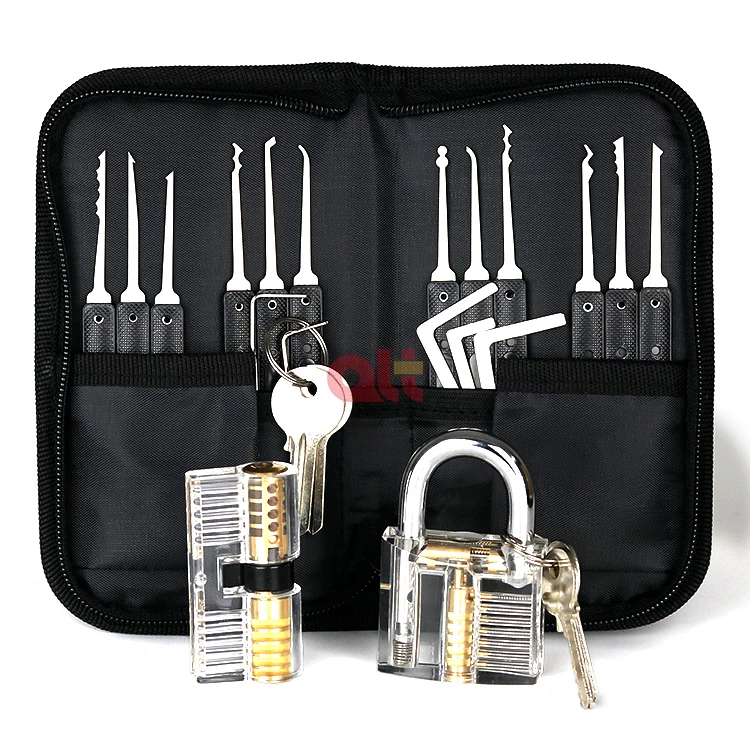 Professional Practice Tool Lockset Pick Set with 3 Locks 17 pcs Tools 