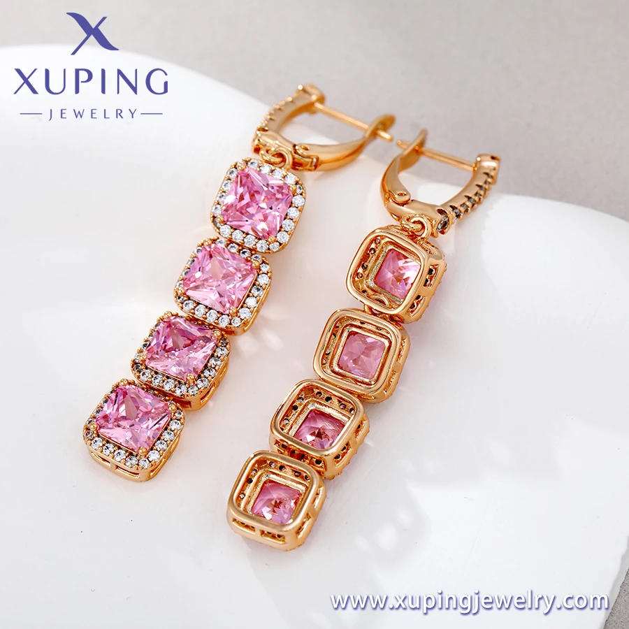 G51051605 xuping jewelry white and pink diamond 18k gold gifts for women earrings fashion Drip oil stone elegant luxury earring