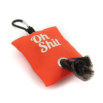 hands free oh shit waste bags holder dog outdoor cleaning tool canvas portable dog poop roll bag holder dispenser with hook