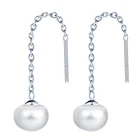 Earrings Silver Earring Bridal Earrings 925 Sterling Silver Chain Long Pearl Earring For Wedding