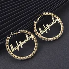Diamond Earrings Custom Diamond Personalized Name 18k Gold Plate Hoop Earrings Women 2021