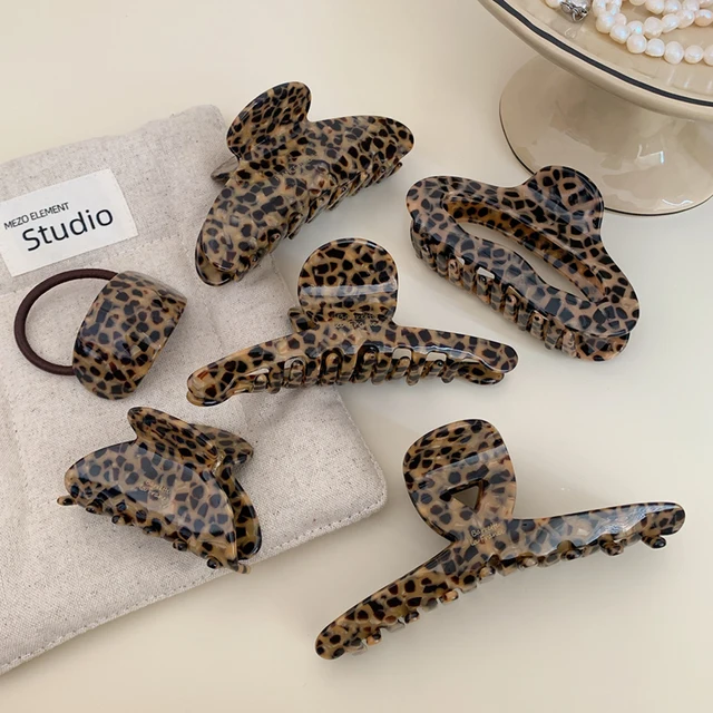 Acetic Acid Leopard Geometric Clip Hair Claw Large Leopard Print Cellulose Acetate Hair Clamp Women Hair Accessories Haarklammer