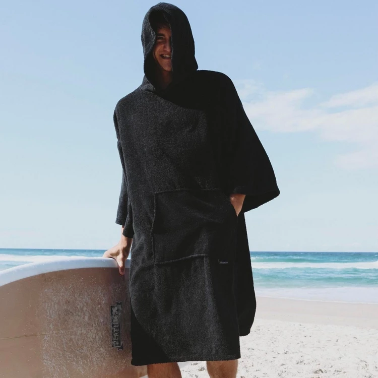 Adult hooded beach towel beachwear custom embroidered logo surf poncho coverup