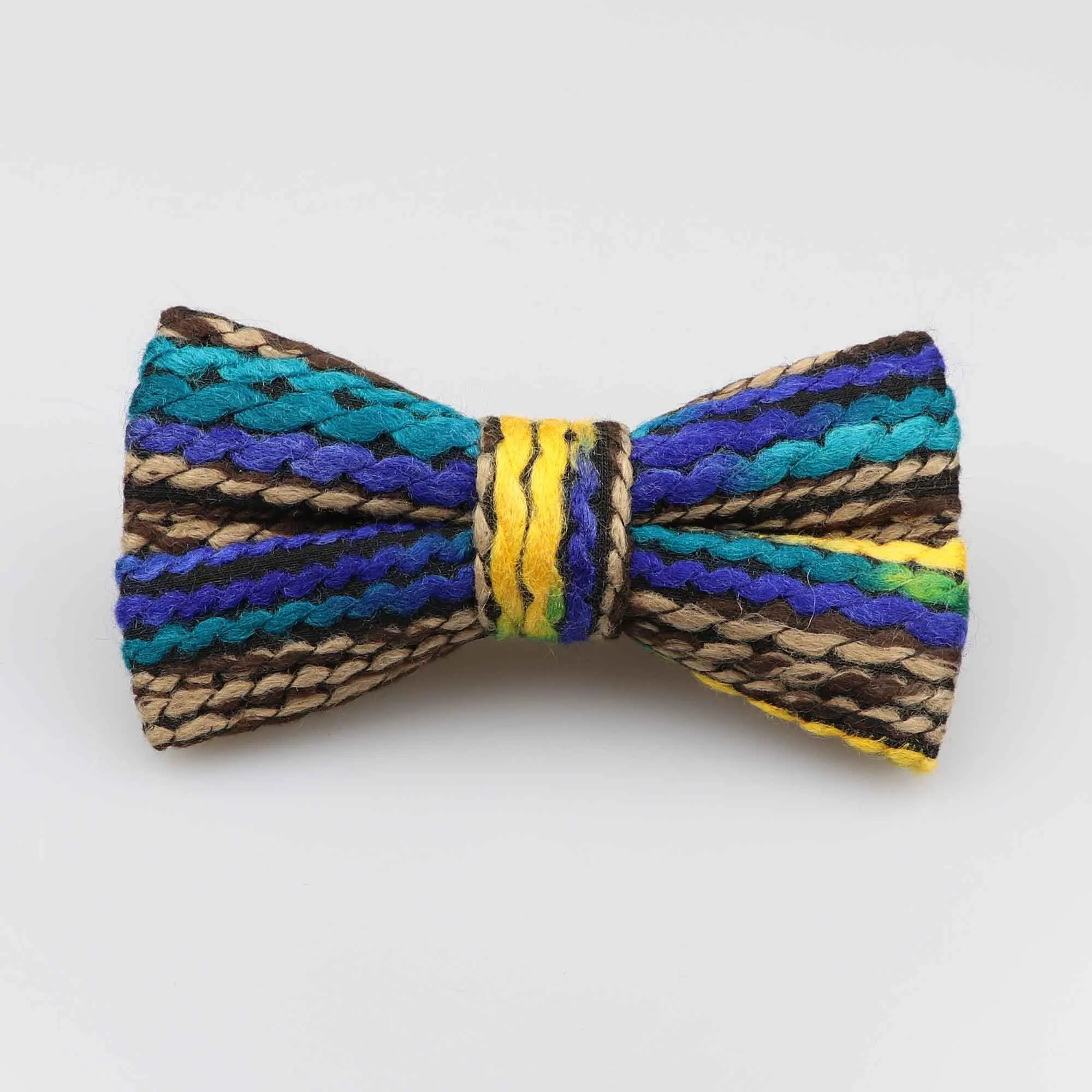 colorful knit bowtie adjustable thick butterfly double deck neck