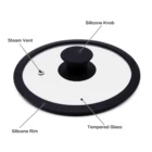Glass Pot Cover Pots Glass Glass Silicone Lid 22cm Flat Silicone Glass Pot Lid Cover For Pans Pots Skillets