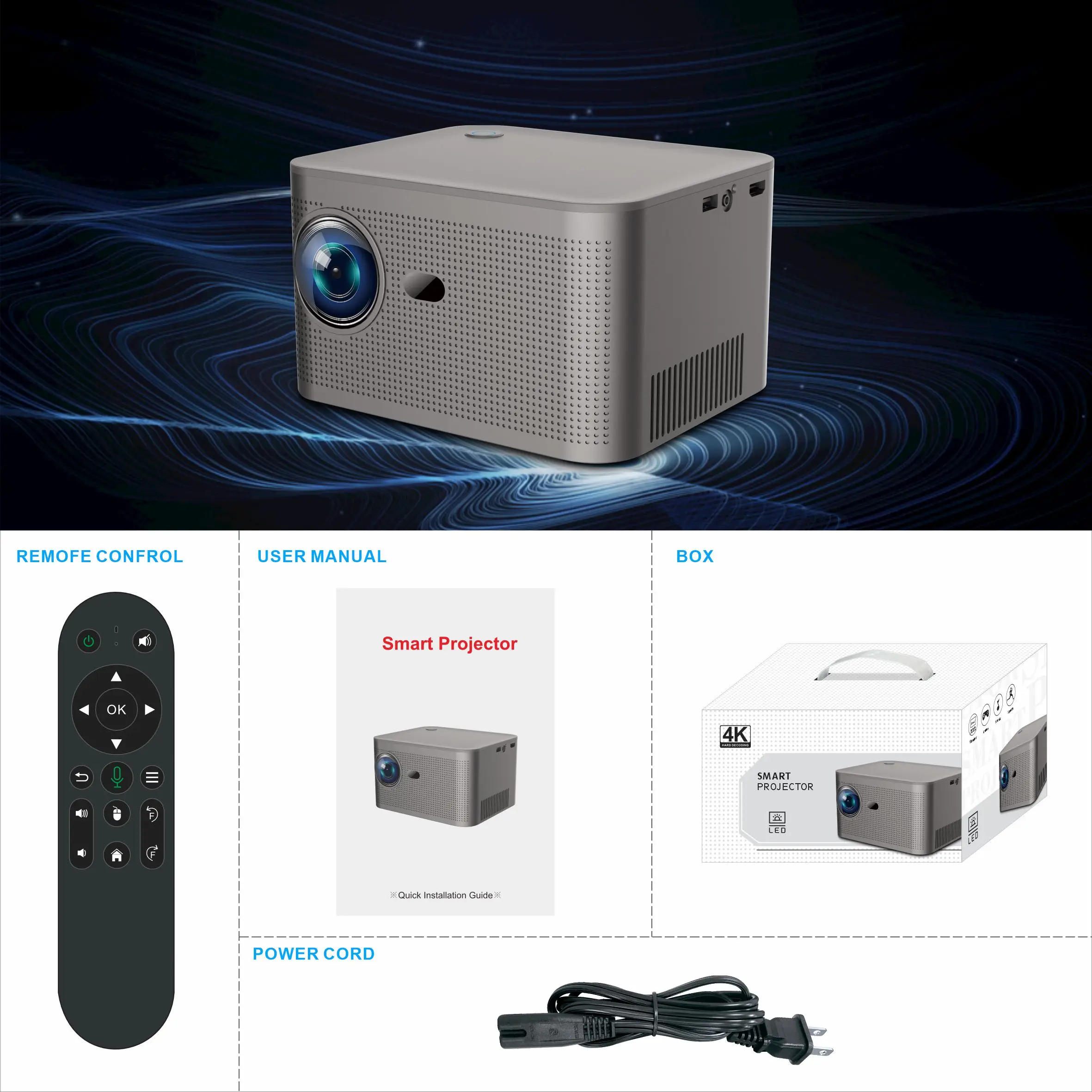 NEW 4K Mini Smart Projector HY350 Android 11 Home Theater Portable Auto keystone  LCD projector