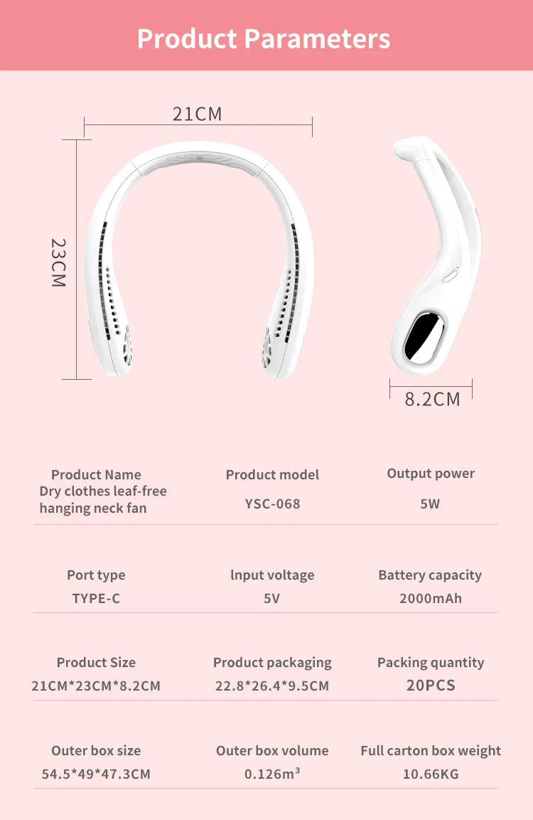 Portable Neck Fan, USB, 5 V - detail 22