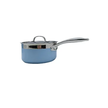 18cm Blue Mirror Design Flat Stockpot Single Handle Milk Pan