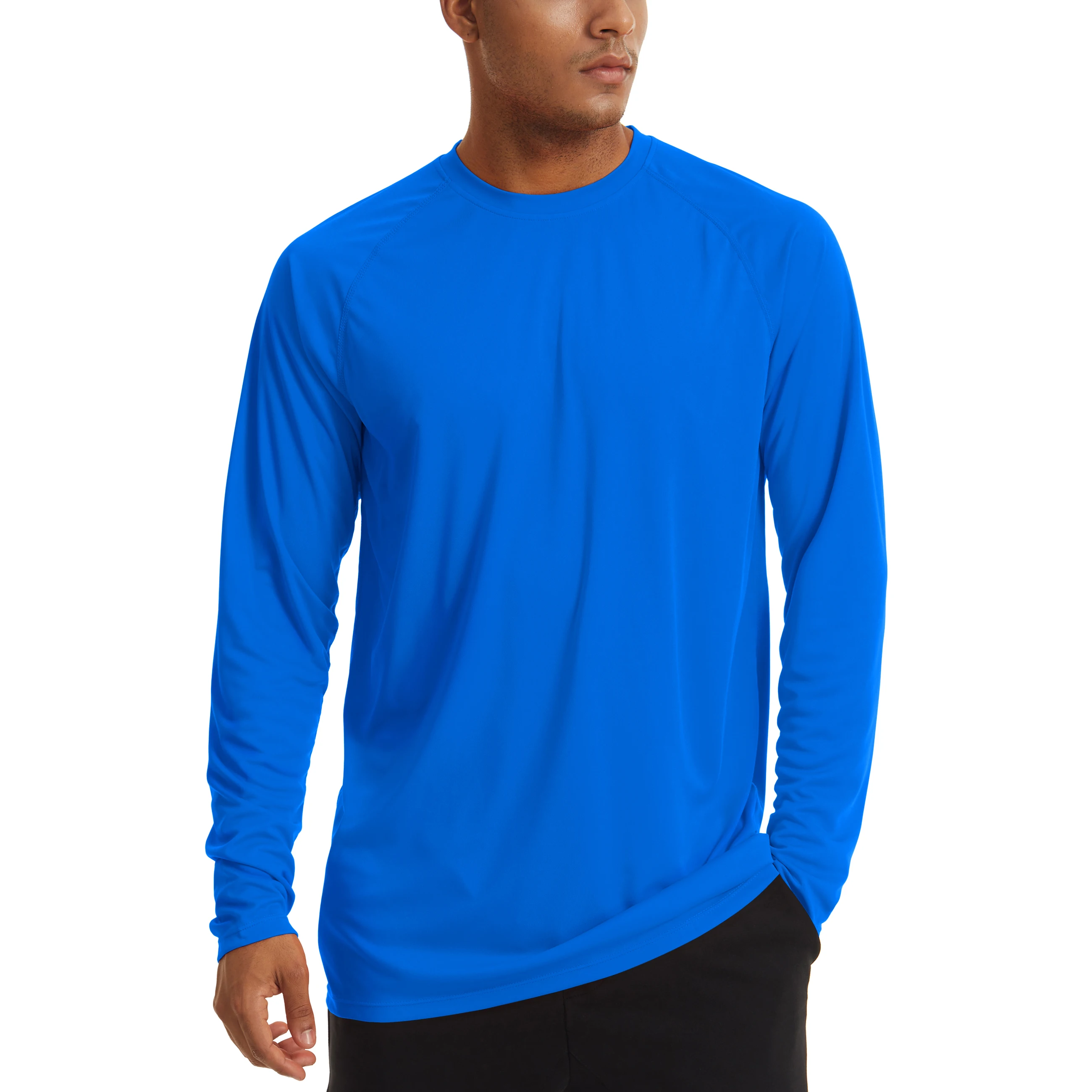 Men's Spring Round Collar Sun Protection T-Shirt UPF 50+ UV Long Sleeve Multi Color Fashion Shirt