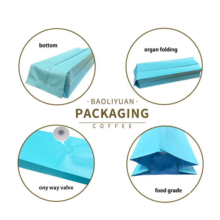 product custom design 250g 500g resealable aluminum foil coffee beans packaging side gusset bags with valve and tin tie-2
