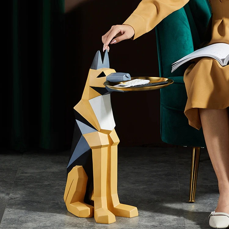Doberman Dog Tray Sculpture Resin Dog Statue Gifts Crafts Dog Sculptures For Home Decor
