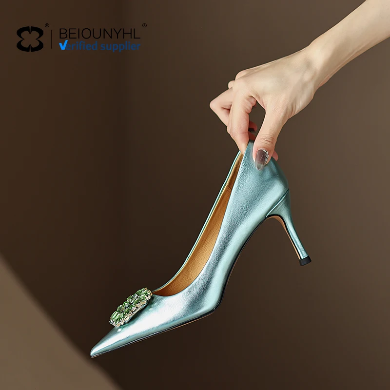 Latest Fashion genuine leather Custom Pointed Lady Shoes Luxury Thin High Heels Sandal Sexy korean High Heel Shoes for Ladies