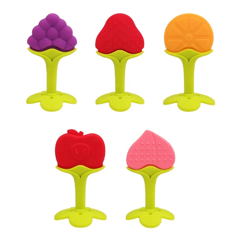 Soft Silicone Fruit Teething Toys Set For Toddlers   Infants, Baby Gum Massager