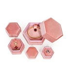 Packaging Big Large Hexagon Necklace Hexagonal Hand Made Velvet Ring Bearer Box Vintage Handcrafed' Jewelry Packaging