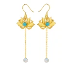 Earrings Wholesale Custom Jewelry 18k Gold Plated Moonstone Drop Hoop Earrings Beaded Tassel Earrings