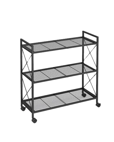 3 layer kitchen storage rack  kitchenware storage  carbon steel mesh folding storage rack