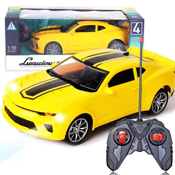 1:16 4CH Rc Racing Children's Car Yellow Wireless Remote Control Electric Toy Car With Led Lights