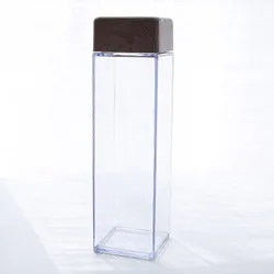 2023 BPA Free Eco 500ml Cute Plastic Transparent Clear Milk Water Bottles Reusable Square Shape Water Bottle