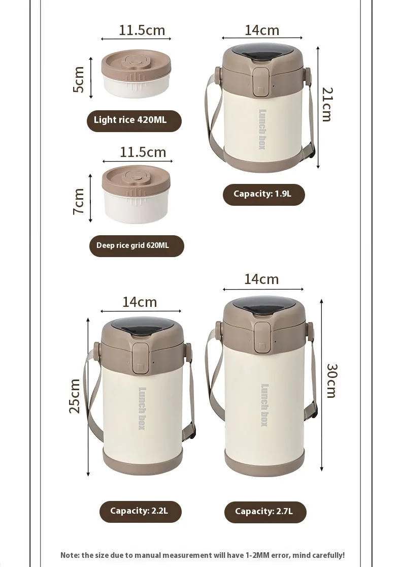 304 Stainless Steel Insulated Lunch Box, Portable Large-Capacity Multi-Layer Lunch Container for Students and Office Workers