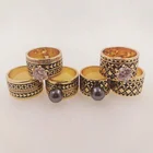 Ring Cz Band JX27 Hawaiian Samoan Tribal Jewelry Ring Gold Cz Stone Pearl Ring With Black Man Band Ring