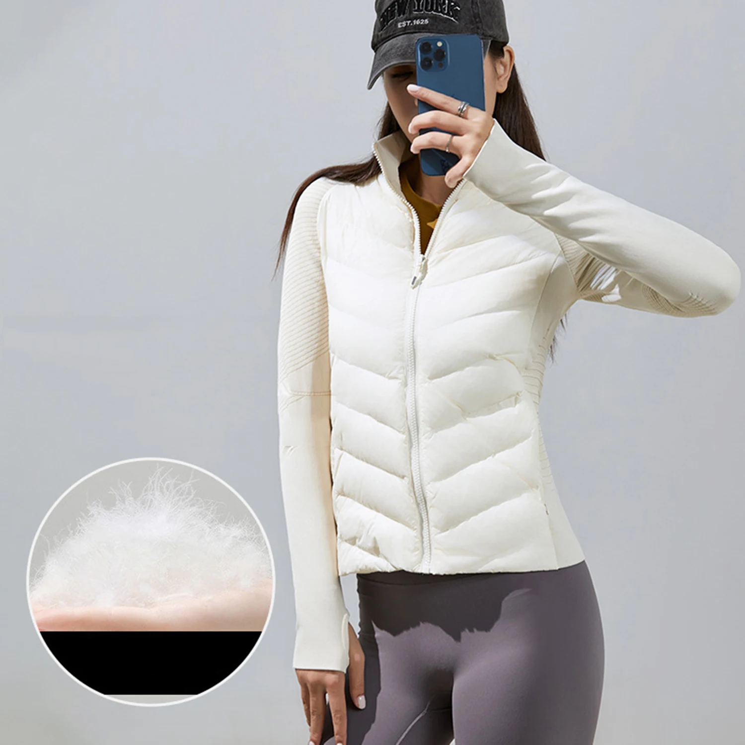 2024 new Slim-fit Windproof Warm Winter Coat Outdoor Sports Yoga White Goose Down Jacket Lulu Ski Suit Outdoor Running Jacket