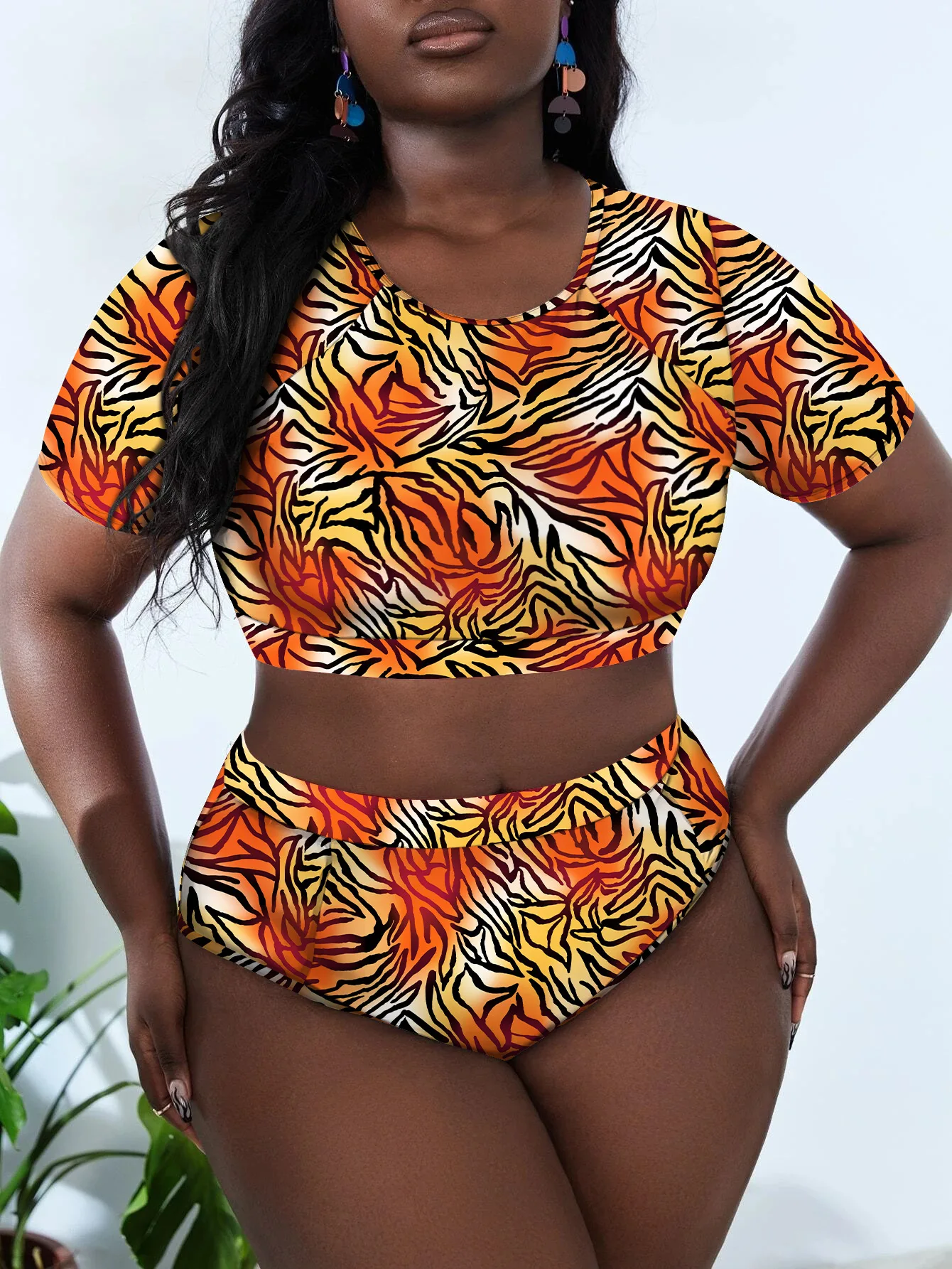 Plus Size Swimwear Thong One Piece Swimsuit Sublimation Printing Bikini