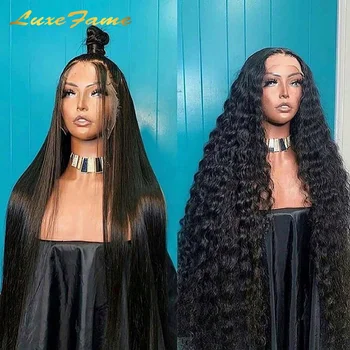 Luxefame Brazilian Human Hair Lace Front Wig,Deep Wave Virgin Hair Lace Wig For Black Women,Pre Pluck Lace Wig With Baby Hair