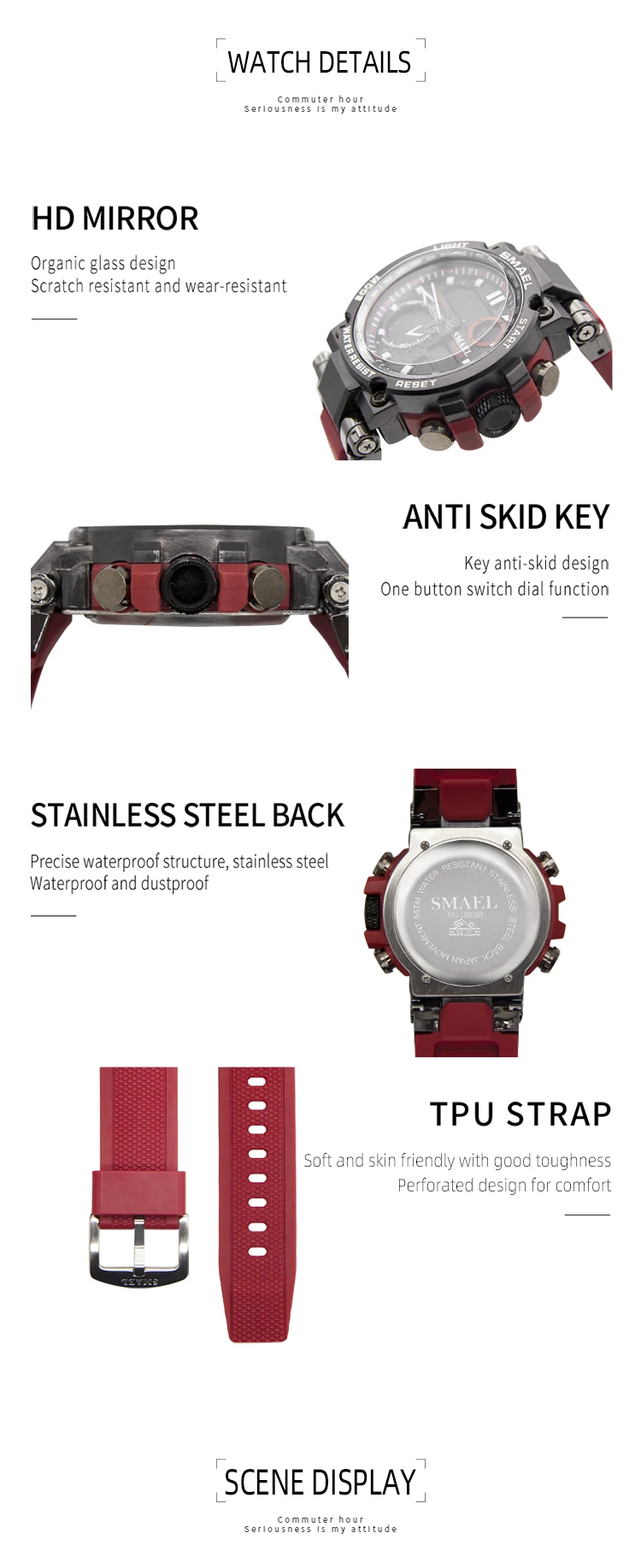 SMAEL 8093 Sport Watch Men Watches Waterproof 5Bar Dual Time Men's Watches Shock Resistant Alarm Clock montre homme