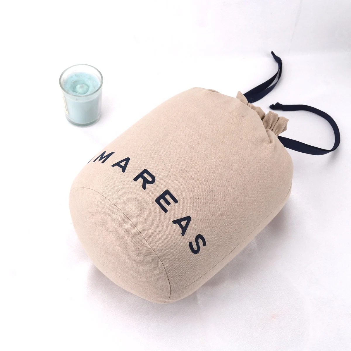 Custom Logo Printed Round Bottom Cotton Linen Dust Bag For Candle Drawstring Linen Cotton Candle Packaging Pouch
