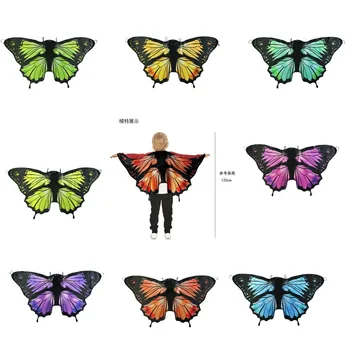 2021 Fancy Butterfly Wings Costumes Child Kids Girls Cape Butterfly Print Shawl Pashmina Costume Accessory Ponchos And Capes