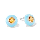 Earrings 18k Earrings Turquoise Stud Earrings Gemnel Latest Trendy Turquoise Enamel Cz Champagne Earrings Stud 18K