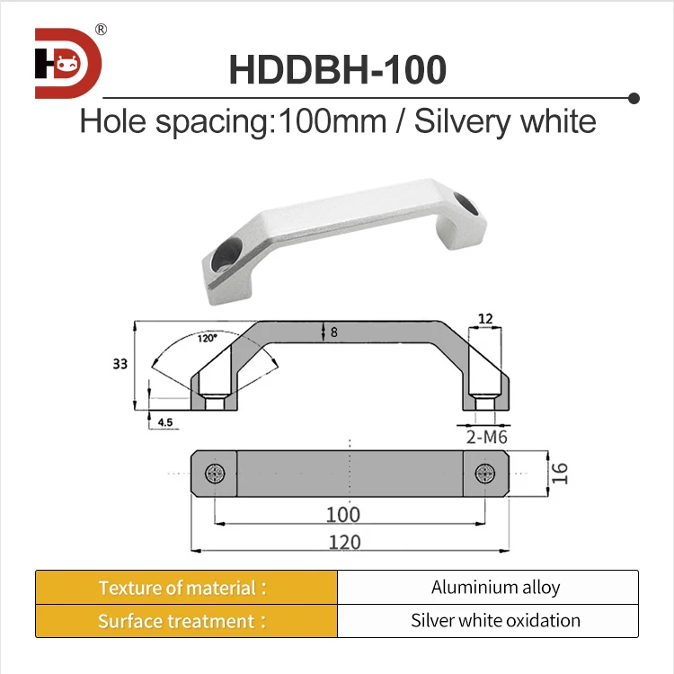 Aluminum Alloy 100 Hole Pitch Handle, Thickened Cabinet Door Profile Handle, Industrial Equipment Toolbox square Handle details