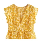 Short Shirt Shirts Women Short Sleeve Sexy Deep V-neck Short Sleeved Printed Shirt For Women