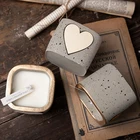 Square Candles Decorative 8*8*6cm Metal Jar Square Beeswax Gray Sandlewood Smokeless Wedding Favour Aroma Candles With Box