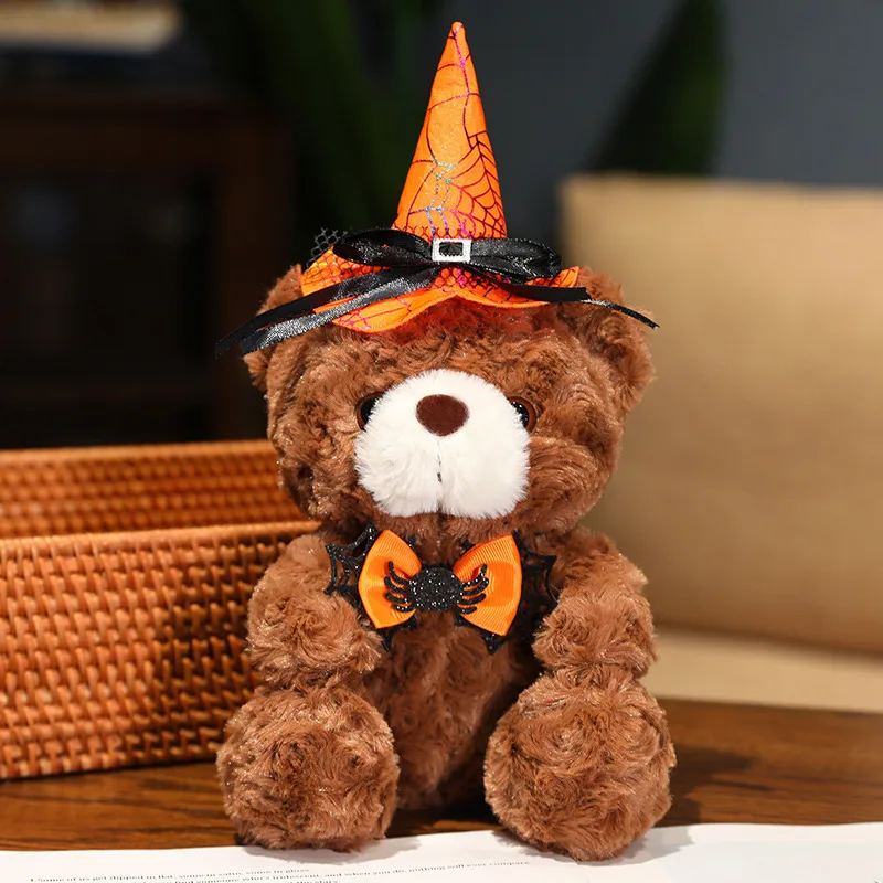 2024 Custom Plush Toys Maker Halloween Teddy Bear Cute Plush Halloween Wizard Hat Toys Birthday Gifts Plush Animal Toys