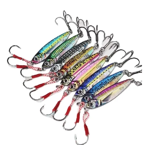 Wholesale7g/10g/15g/20g/25g/30g 3D Printing Fishing Bait Double Hook Metal Making Fishing Bait Bright Wire Fishing Hook lure