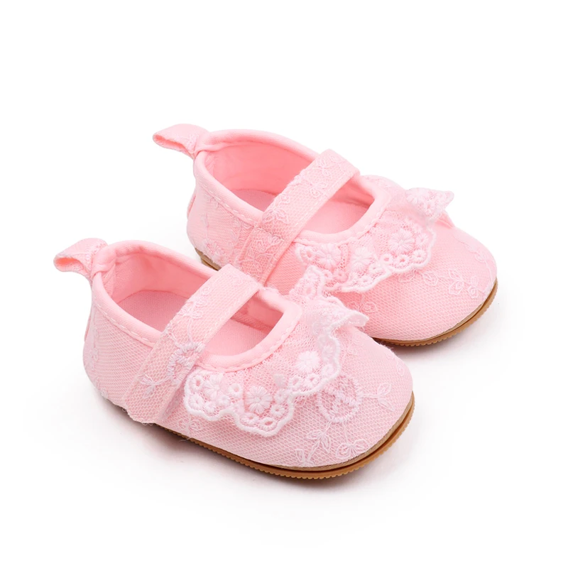 Spring and Autumn Solid Color Lace Lace Soft Soled Non-slip Baby Princess Shoes for Girls manufacture