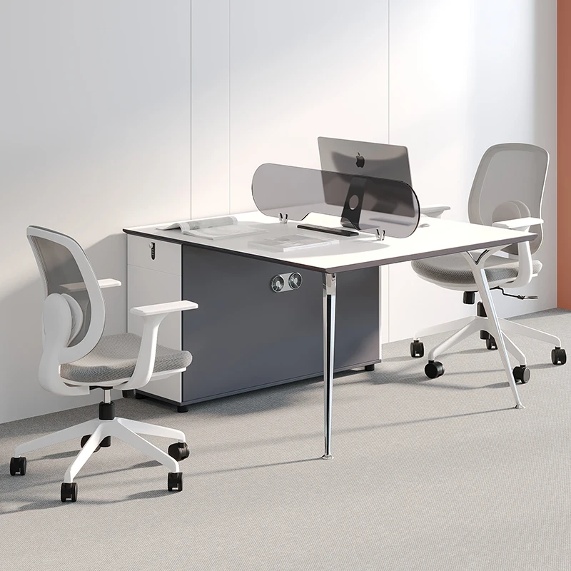 Modern white 6 person partition  workstation desk office furniture home office desk design work office table with metal legs