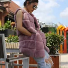 Winter Hot Sale Winter Women Bubble Faux Fox Fur Gilet Women Fake Fox Artificial Fur Vest For Ladies