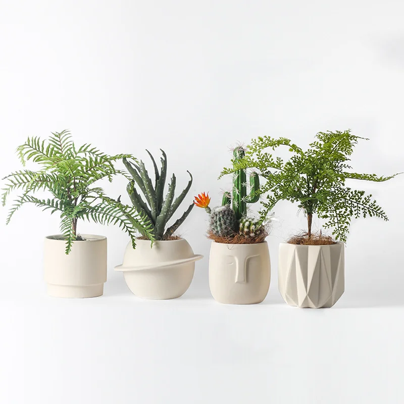 High Quality  Manufacturer Indoor  Garden Home Decor  Ceramic White Modern Flower Pots Planter