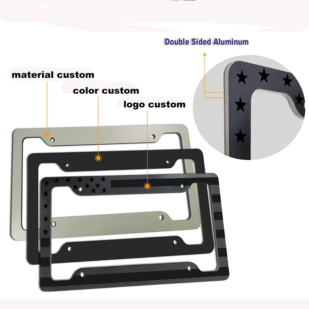 Custom Car License Plate Frame Flag Metal for Usa Car American Flag License Plate Frame supplier
