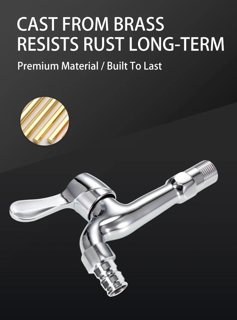 Brass Wall-mounted ABS Handle Washing Machine Safe High Water Flow Soft Aerated Stream Drip-Free Ceramic Valve Core Faucet factory