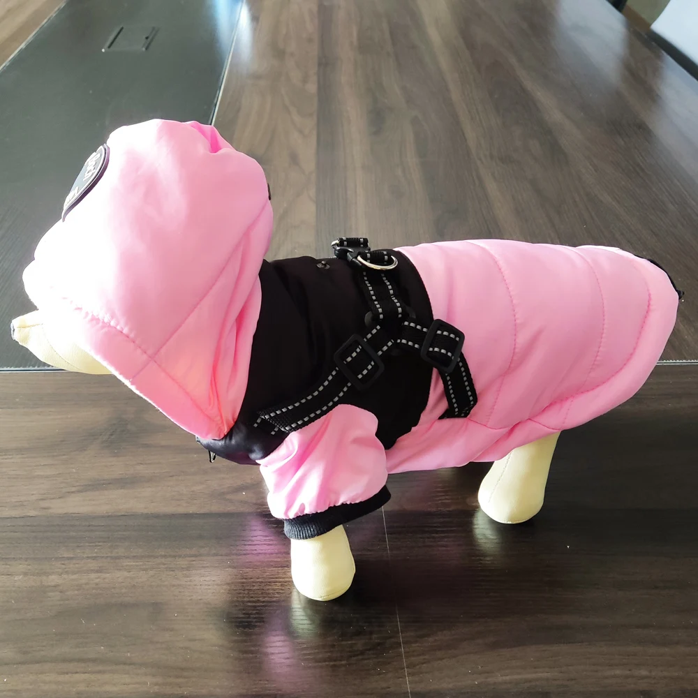 Custom Pet Apparel Fashion Waterproof Fabric Warm Winter Jackets Coats Hoodie Dog Clothes With Zipper