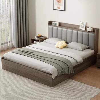 Solid Wood Bed Simple Design Single Double King Size wooden beds