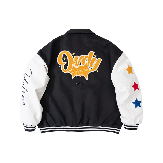 Autumn and winter new Japanese street baseball clothing star theme towel embroidered retro color jacket jacket men