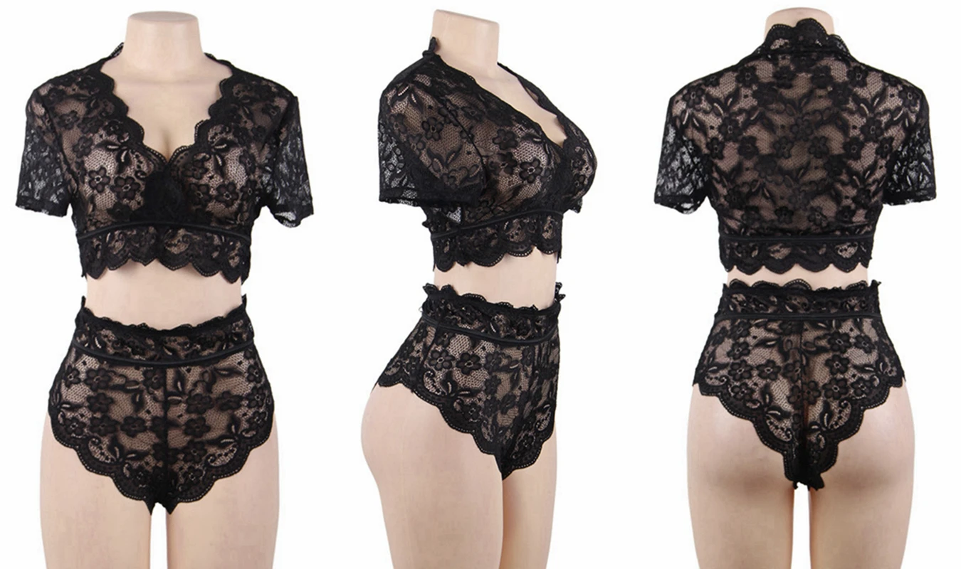 Custom Odm White Lingerie Floral Lace Hollow Transparent Womens Sexy