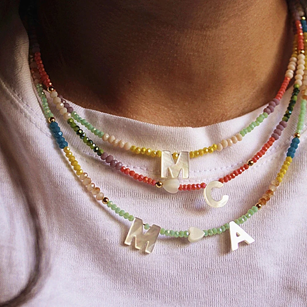 Initial Shell Letter Pendant Necklace 