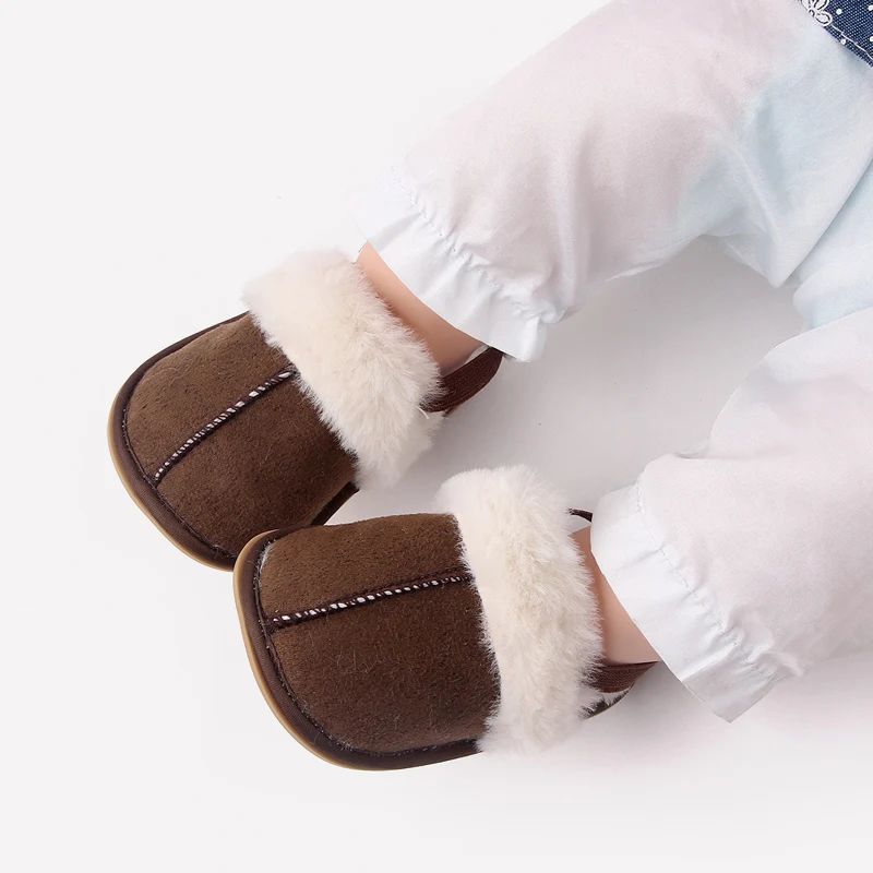 High Quality Add Plush Warm Baby Toddler slippers Anti-slip TPR Outsole details