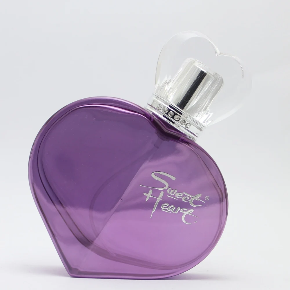 purple heart shaped perfume bottle